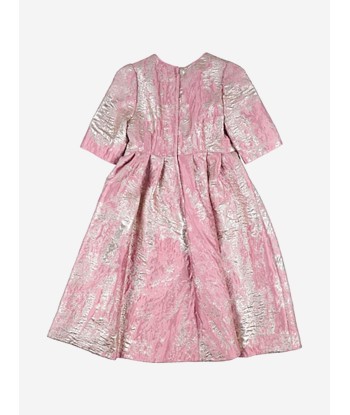 Dolce & Gabbana Girls Silk Brocade Dress in Pink pas chere