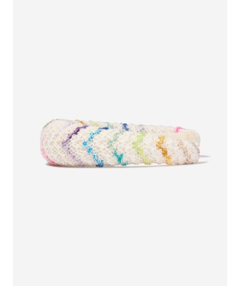 Missoni Girls Zigzag Knit Headband in Beige solde