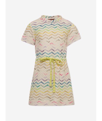 Missoni Girls Zigzag Knit Dress in Beige prix pour 