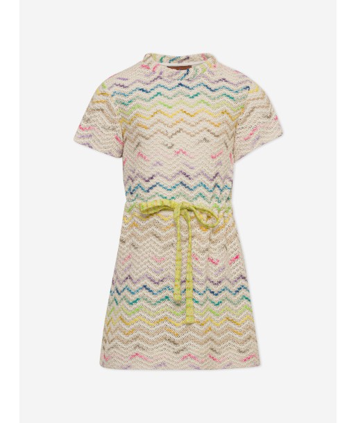 Missoni Girls Zigzag Knit Dress in Beige prix pour 