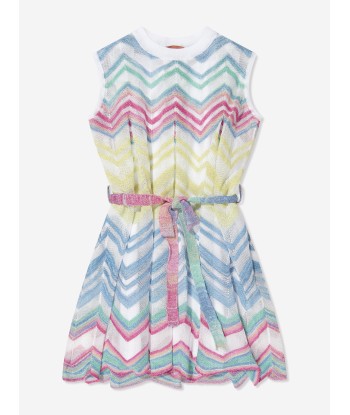 Missoni Girls Zigzag Knit Dress in Multicolour en ligne