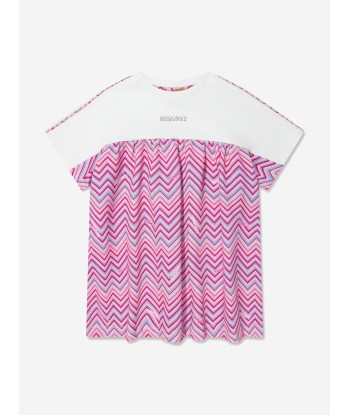 Missoni Girls Zigzag Jersey Dress in Pink en linge