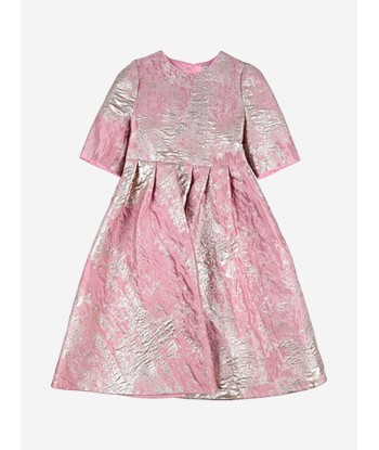 Dolce & Gabbana Girls Silk Brocade Dress in Pink pas chere