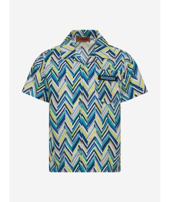 Missoni Boys Zigzag Beach Shirt in Blue Amélioration de cerveau avec