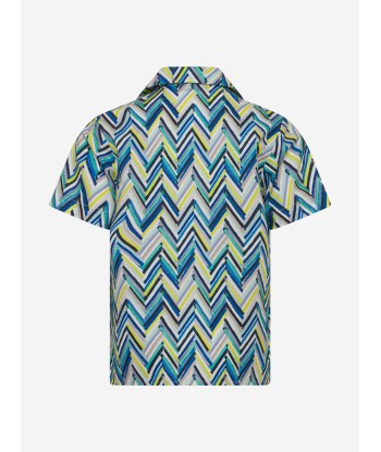 Missoni Boys Zigzag Beach Shirt in Blue Amélioration de cerveau avec