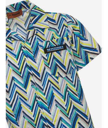 Missoni Boys Zigzag Beach Shirt in Blue Amélioration de cerveau avec