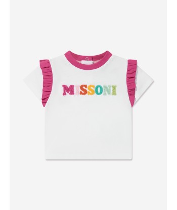 Missoni Baby Girls Logo Frill T-Shirt in White ou a consommer sur place