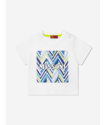 Missoni Baby Boys Zigzag Logo T-Shirt in White outlet