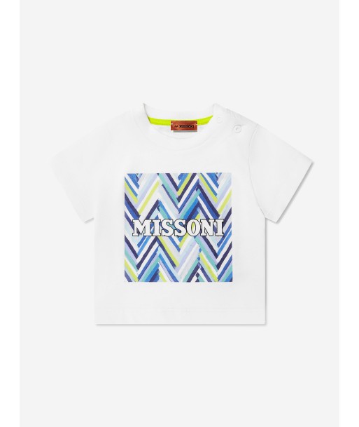 Missoni Baby Boys Zigzag Logo T-Shirt in White outlet