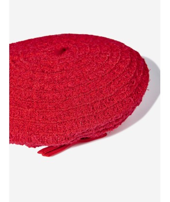 Self Portrait Girls Knitted Beret in Red rembourrage situé sous