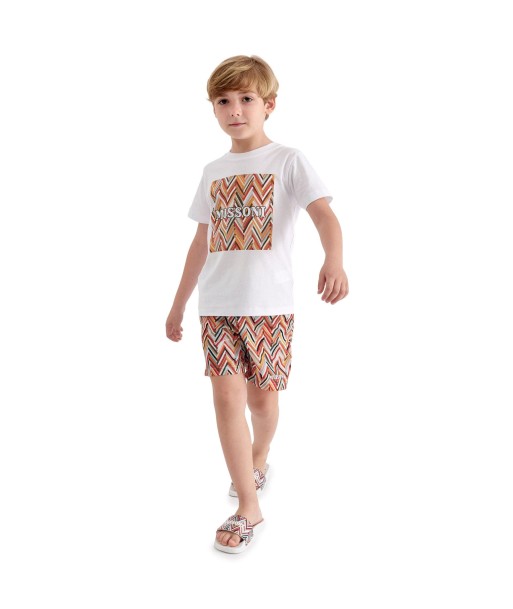 Missoni Boys Zigzag Logo T-Shirt in White Jusqu'à 80% De Réduction