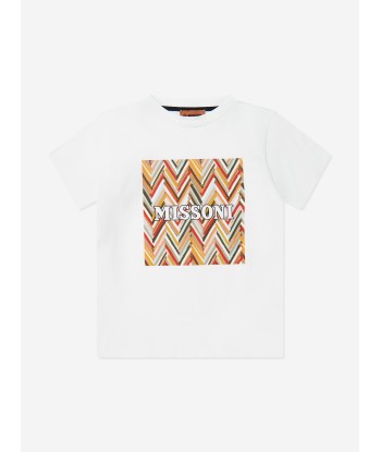 Missoni Boys Zigzag Logo T-Shirt in White Jusqu'à 80% De Réduction