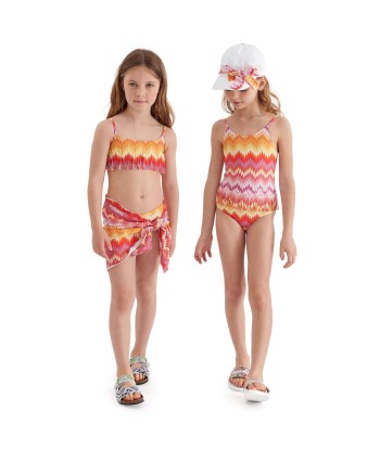 Missoni Girls Zigzag Tassel Swimsuit in Multicolour brillant des détails fins