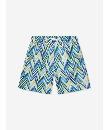 Missoni Boys Zigzag Swim Shorts in Blue À commander