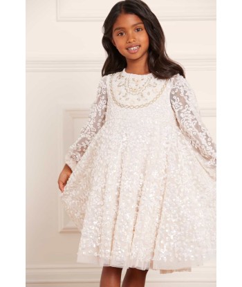 Needle & Thread Girls Victorian Wreath Gloss Dress in Ivory acheter en ligne