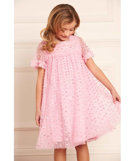 Needle & Thread Girls Raindrop Smocked Dress in Pink Profitez des Offres !