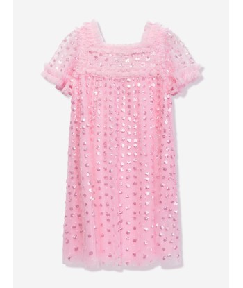 Needle & Thread Girls Raindrop Smocked Dress in Pink Profitez des Offres !