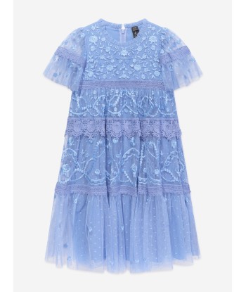 Needle & Thread Girls Midsummer Lace Dress in Blue pas cher chine