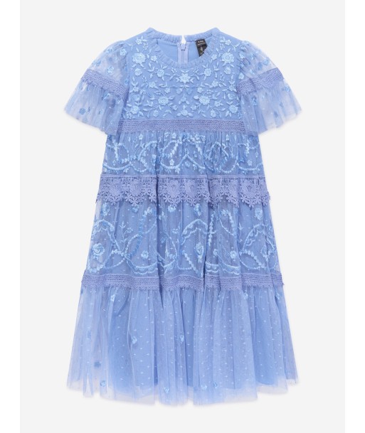 Needle & Thread Girls Midsummer Lace Dress in Blue pas cher chine