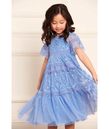 Needle & Thread Girls Midsummer Lace Dress in Blue pas cher chine