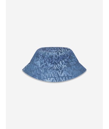 Emporio Armani Kids Logo Bucket Hat in Blue les muscles