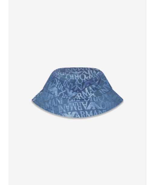 Emporio Armani Kids Logo Bucket Hat in Blue les muscles