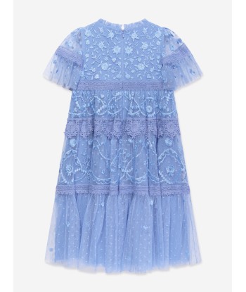 Needle & Thread Girls Midsummer Lace Dress in Blue pas cher chine