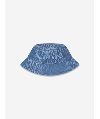 Emporio Armani Kids Logo Bucket Hat in Blue les muscles