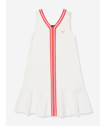 Emporio Armani Girls Sleeveless Logo Dress in White livraison gratuite