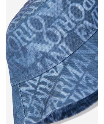 Emporio Armani Kids Logo Bucket Hat in Blue les muscles