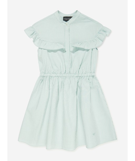 Emporio Armani Girls Striped Frill Dress in Green de la marque