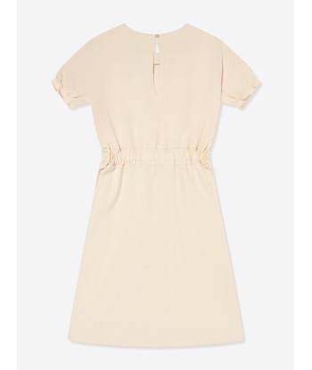 Emporio Armani Girls Pocket T-Shirt Dress in Beige de pas cher