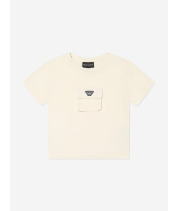 Emporio Armani Girls Logo Pocket T-Shirt in White outlet