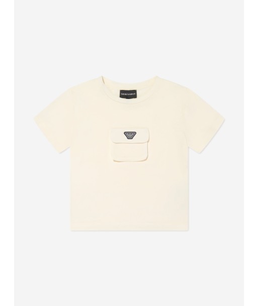 Emporio Armani Girls Logo Pocket T-Shirt in White outlet