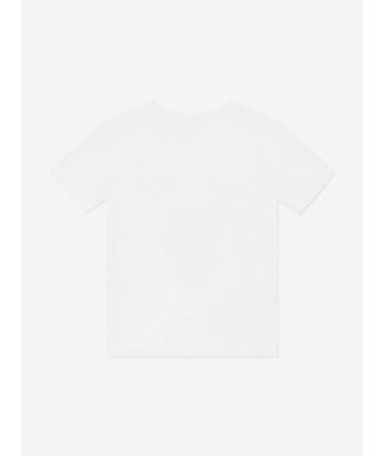 Emporio Armani Girls Logo Print T-Shirt in White pas cheres