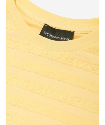 Emporio Armani Girls Striped Logo T-Shirt in Yellow pas chere