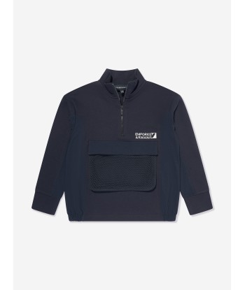 Emporio Armani Boys Half Zip Sweatshirt in Navy Découvrez la collection