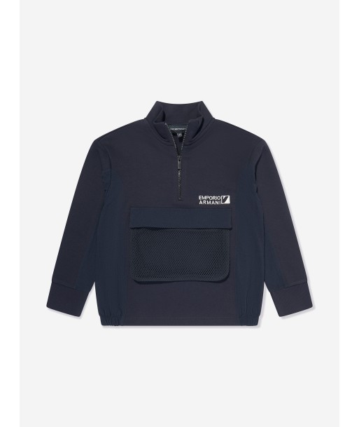 Emporio Armani Boys Half Zip Sweatshirt in Navy Découvrez la collection