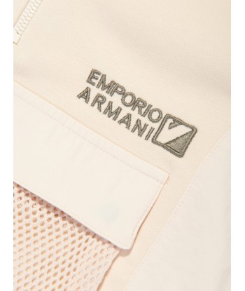 Emporio Armani Boys Half Zip Pocket Sweatshirt in Beige meilleur choix