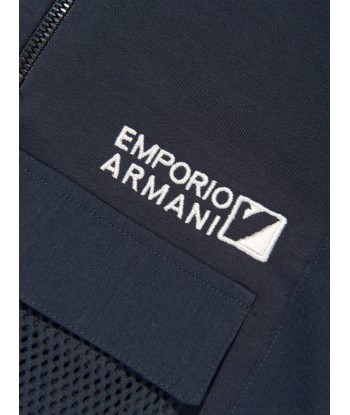 Emporio Armani Boys Half Zip Sweatshirt in Navy Découvrez la collection