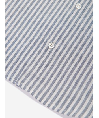 Emporio Armani Boys Striped Linen Shirt in Grey Venez acheter