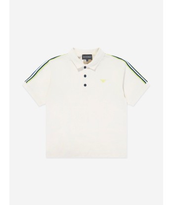 Emporio Armani Boys Logo Polo Shirt in White pas cher