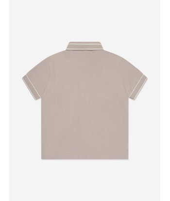 Emporio Armani Boys Logo Collar Polo Shirt in Brown Découvrez la collection