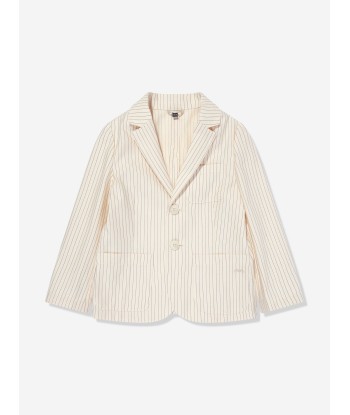 Emporio Armani Boys Striped Linen Blazer in Ivory Venez découvrir notre 