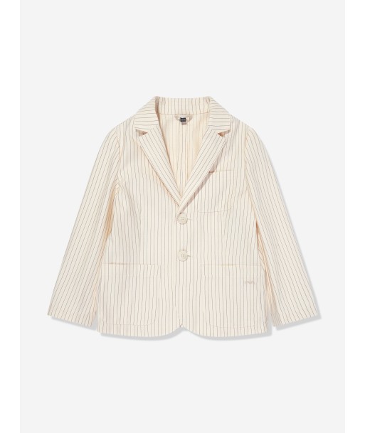 Emporio Armani Boys Striped Linen Blazer in Ivory Venez découvrir notre 