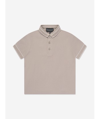 Emporio Armani Boys Logo Collar Polo Shirt in Brown Découvrez la collection