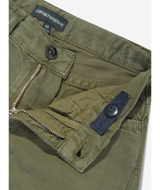 Emporio Armani Boys Linen Blend Trousers in Green de la marque