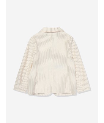 Emporio Armani Boys Striped Linen Blazer in Ivory Venez découvrir notre 