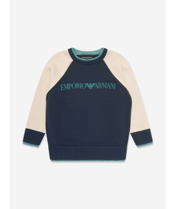 Emporio Armani Boys Logo Jumper in Navy de France