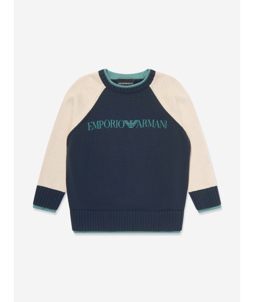 Emporio Armani Boys Logo Jumper in Navy de France